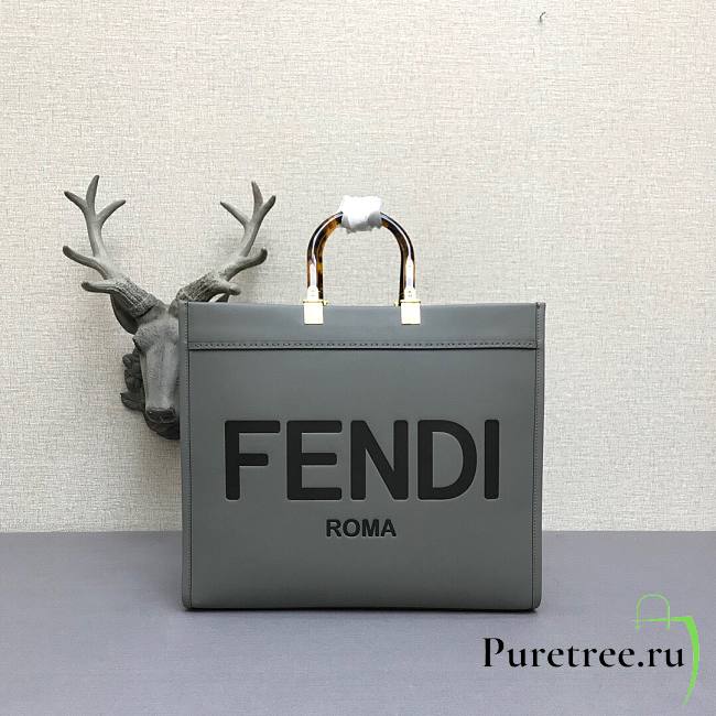 FENDI | Large Sunshine Grey leather shopper - 8BH372  - 1