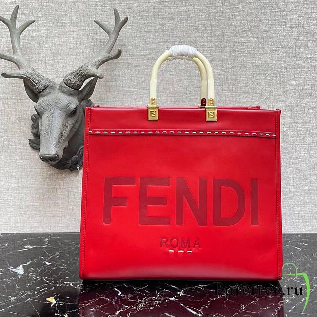 FENDI | Medium Fendi Sunshine Red Shopper - 8BH386 - 36x13x32cm - 1