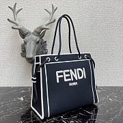 FENDI | Large Black Roma Shopper Undyed Canvas - 40 cm - 4