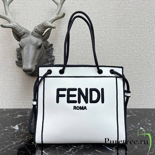 FENDI | Large White Roma Shopper Undyed Canvas - 40 cm - 1