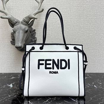 FENDI | Large White Roma Shopper Undyed Canvas - 40 cm