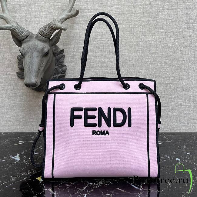 FENDI | Large Pink Roma Shopper Undyed Canvas - 40 cm - 1