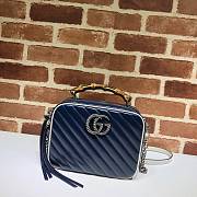 GUCCI | Bamboo Handle Marmont Shoulder Bag Blue - 602270 - 22 x 17.5 x 9.5 cm - 1