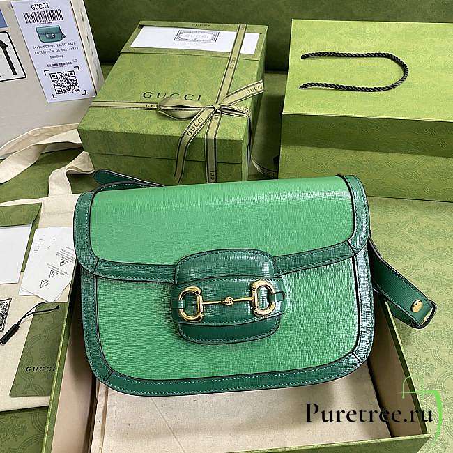 Gucci Horsebit 1955 Small Shoulder Green Bag- 602204 - 25x18x8cm  - 1