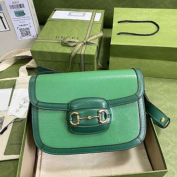 Gucci Horsebit 1955 Small Shoulder Green Bag- 602204 - 25x18x8cm 