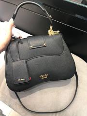 PRADA | Black Sidonie Saffiano Leather Bag - 1BN005 - 20.5 x 29 cm x 9.5 cm - 1