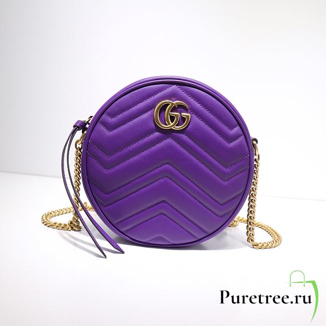 GUCCI | GG Marmont mini purple round bag - 550154 - 18.5x18.5x4.5cm - 1
