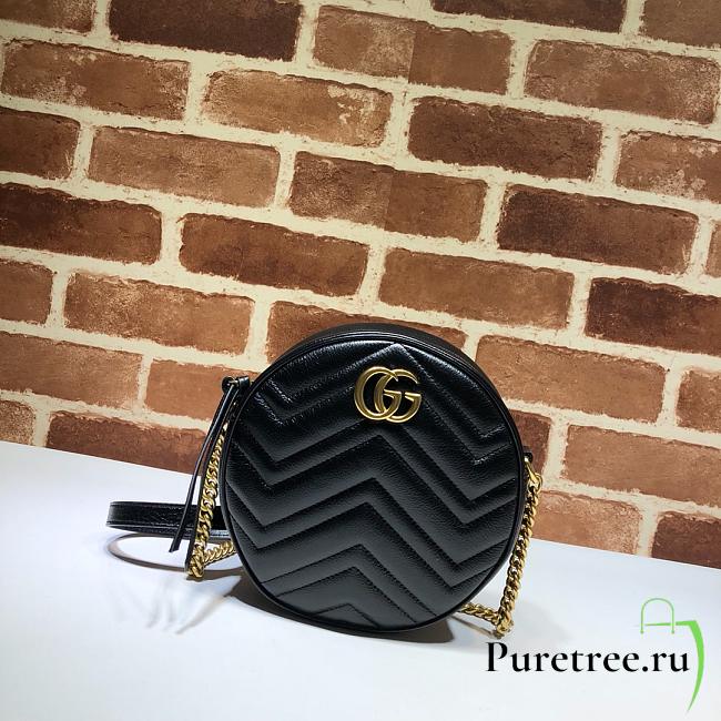 GUCCI | GG Marmont mini Black round bag - 550154 - 18.5x18.5x4.5cm - 1