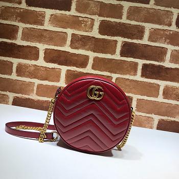 GUCCI | GG Marmont mini red round bag - 550154 - 18.5x18.5x4.5cm