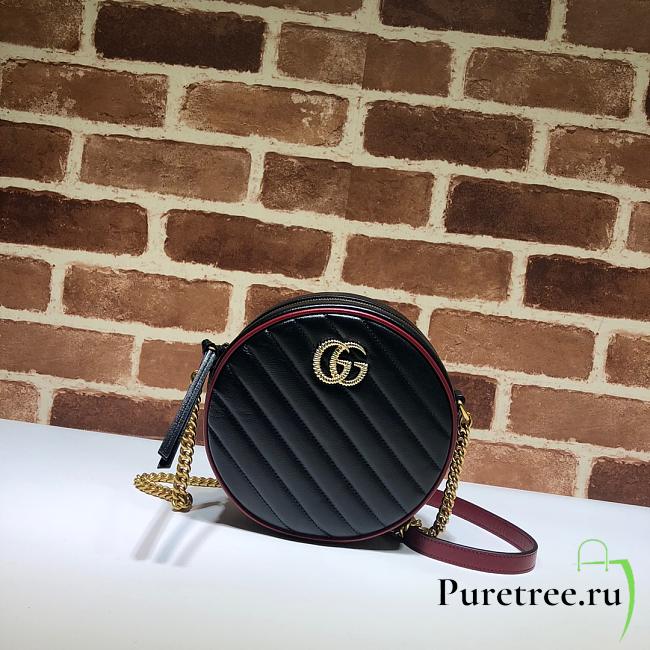 GUCCI | GG Marmont mini Black/red round bag - 550154  - 1