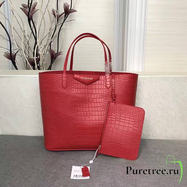 Givenchy | Red Crocodile tote bag - 34 x 29 x 16 cm - 1