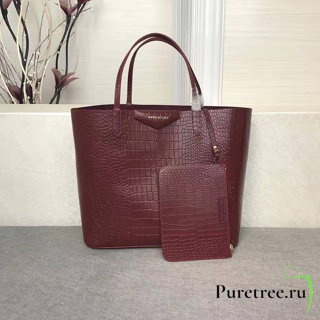 Givenchy | Red Wine Crocodile tote bag - 34 x 29 x 16 cm - 1