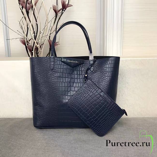 Givenchy | Dark Blue Crocodile tote bag - 34 x 29 x 16 cm - 1