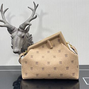 FENDI | First Medium Beige flannel bag with embroidery - 8BP127