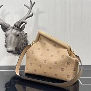 FENDI | First Medium Beige flannel bag with embroidery - 8BP127 - 3