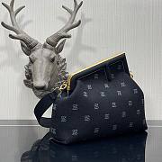 FENDI | First Medium Black flannel bag with embroidery - 8BP127 - 32.5x15x23.5cm - 5