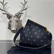 FENDI | First Medium Black flannel bag with embroidery - 8BP127 - 32.5x15x23.5cm - 3