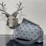 FENDI | First Medium Grey flannel bag with embroidery - 8BP127  - 5