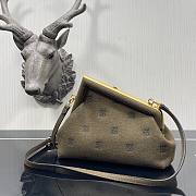 FENDI | First Small Olive Green flannel bag with embroidery - 8BP129 - 5