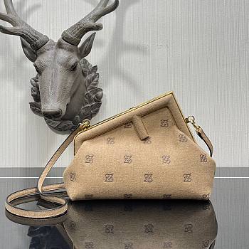 FENDI | First Small Beige flannel bag with embroidery - 8BP129