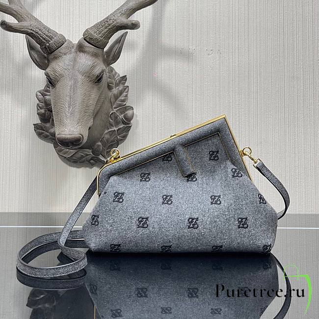 FENDI | First Small Grey flannel bag with embroidery - 8BP129 - 1