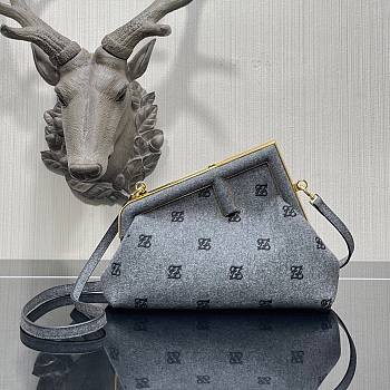 FENDI | First Small Grey flannel bag with embroidery - 8BP129