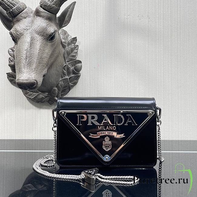 PRADA | Black Brushed leather shoulder bag - 1BH189 - 9.5x3.5x17cm - 1