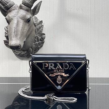 PRADA | Black Brushed leather shoulder bag - 1BH189 - 9.5x3.5x17cm