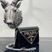PRADA | Black Brushed leather shoulder bag - 1BH189 - 9.5x3.5x17cm - 4