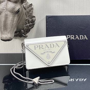 PRADA | White Brushed leather shoulder bag - 1BH189 - 9.5x3.5x17cm