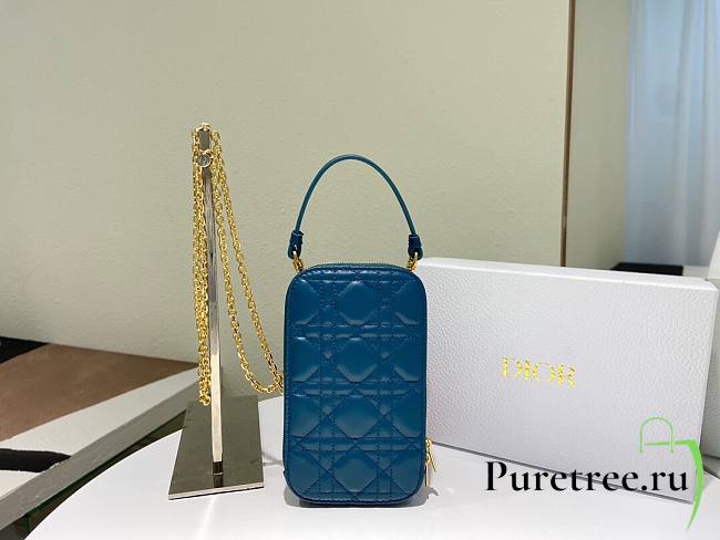 Dior | Lady Dior Blue phone holder - S0872O - 18 x 10.5 x 2.5 cm - 1