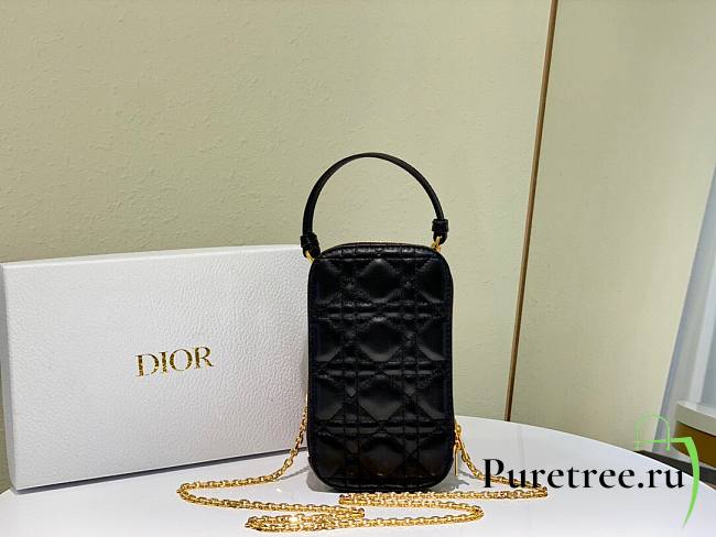 Dior | Lady Dior Black phone holder - S0872O - 18 x 10.5 x 2.5 cm - 1
