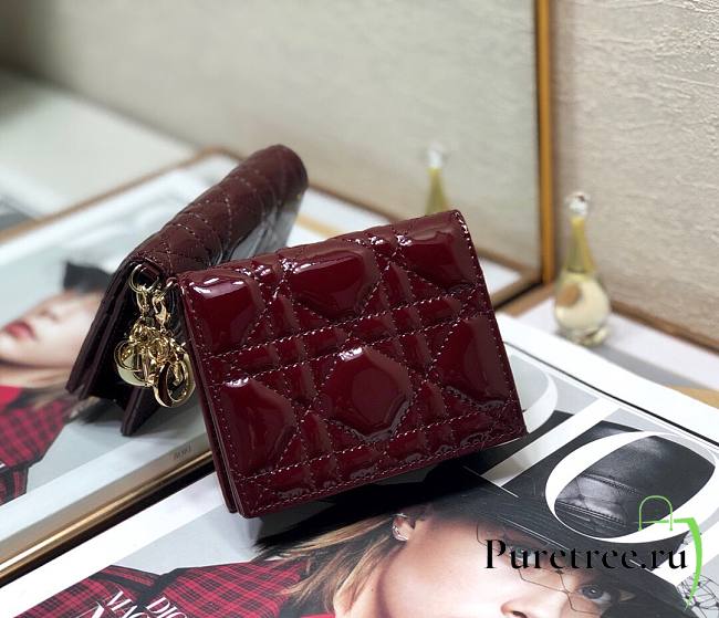 DIOR | Mini Red Wine Patent Wallet - S0178O - 11x9cm - 1