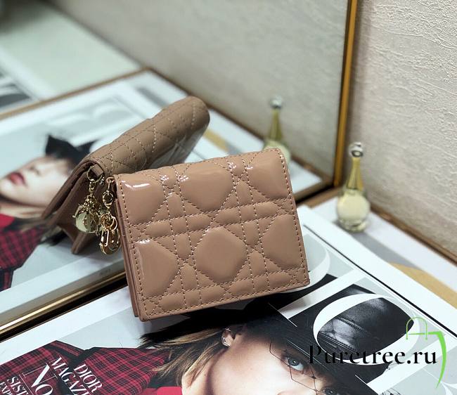 DIOR | Mini Warm Taupe Patent Wallet - S0178O - 11x9cm - 1