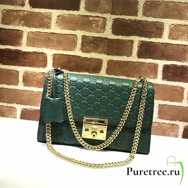 GUCCI | Padlock Medium Signature Green bag - 409486 - 30 x 19 x 10 cm - 1