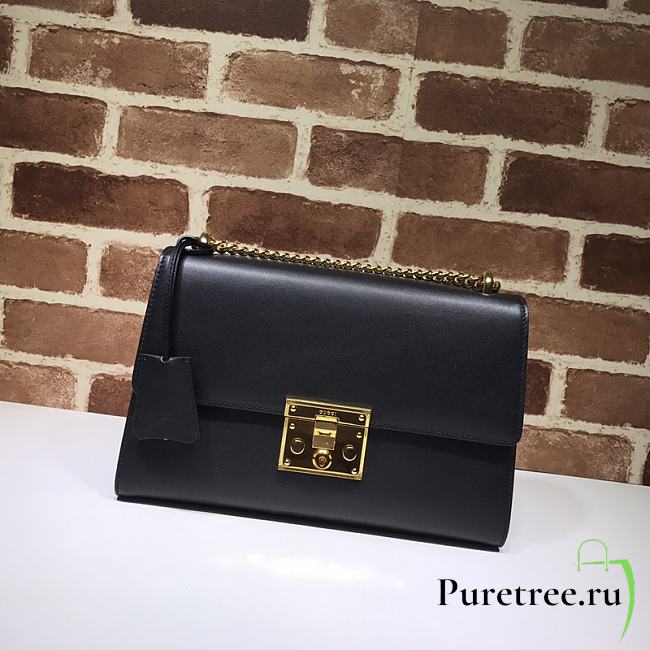 GUCCI | Padlock GG Black Leather Bag - 409486 - 30 x 19 x 10 cm - 1