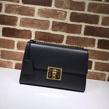 GUCCI | Padlock GG Black Leather Bag - 409486 - 30 x 19 x 10 cm