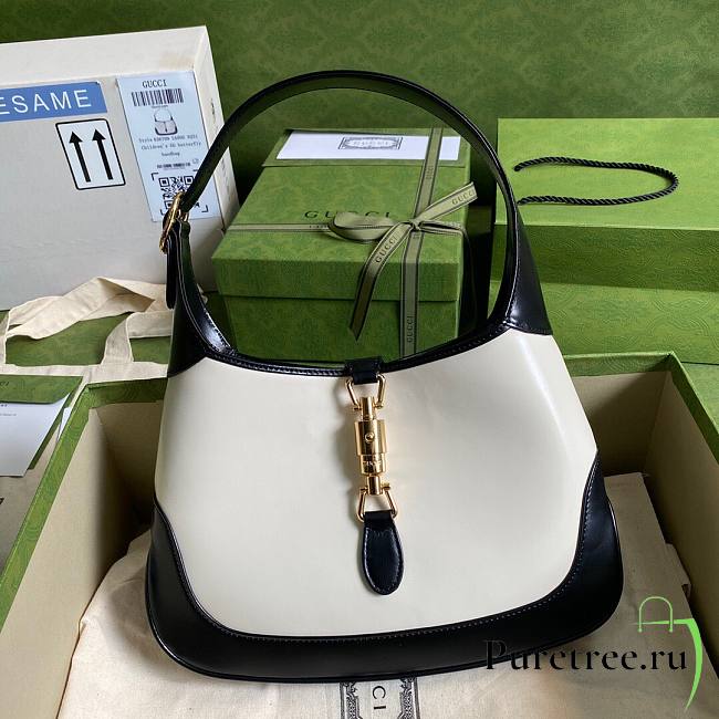 Gucci Jackie 1961 Small Shoulder Bag Black/White - 636706 - 28x19x4.5cm - 1