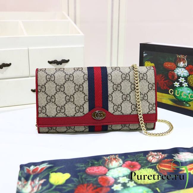 GUCCI | Ophidia GG Red chain wallet - 546592 - 19 x 10 x 3.5 cm - 1