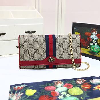 GUCCI | Ophidia GG Red chain wallet - 546592 - 19 x 10 x 3.5 cm