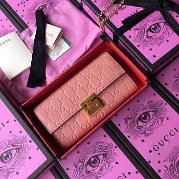 GUCCI | Padlock continental pink wallet - 453506 - 19 x 10 x 3.5 cm