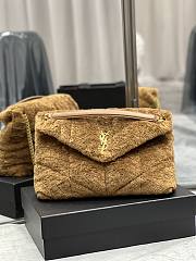 YSL | Loulou Puffer Small shearling Brown Bag - 577475 - 35×23×13.5cm - 1