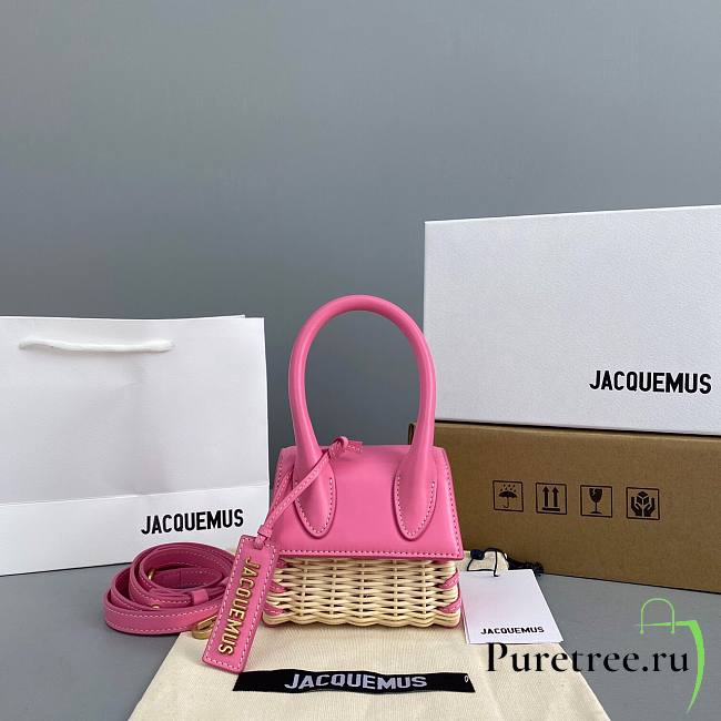 Jacquemus | Le Chiquito Raffia & Leather Pink Bag - 12x8x5cm - 1
