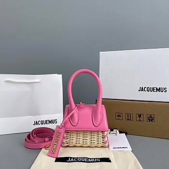 Jacquemus | Le Chiquito Raffia & Leather Pink Bag - 12x8x5cm