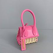 Jacquemus | Le Chiquito Raffia & Leather Pink Bag - 12x8x5cm - 3