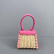 Jacquemus | Le Chiquito Raffia & Leather Pink Bag - 12x8x5cm - 4