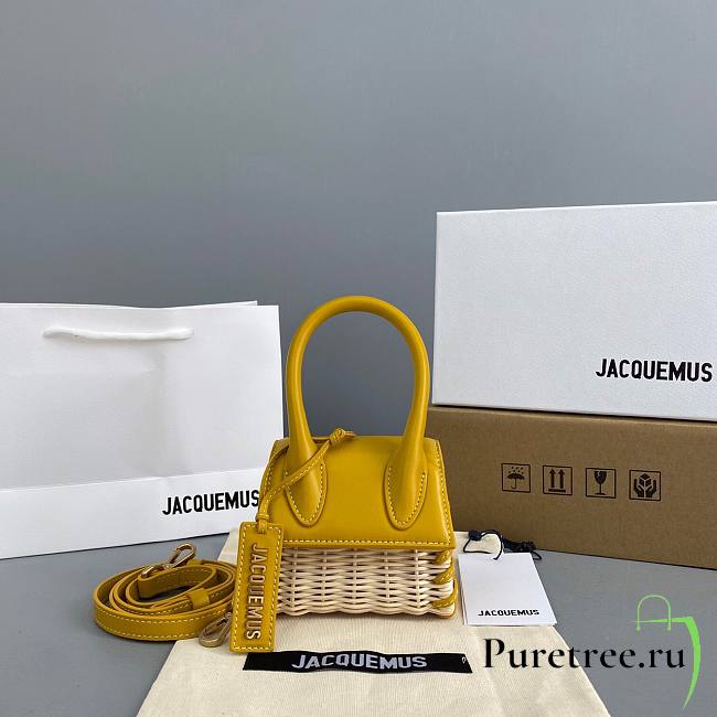 Jacquemus | Le Chiquito Raffia & Leather Yellow Bag - 12x8x5cm - 1