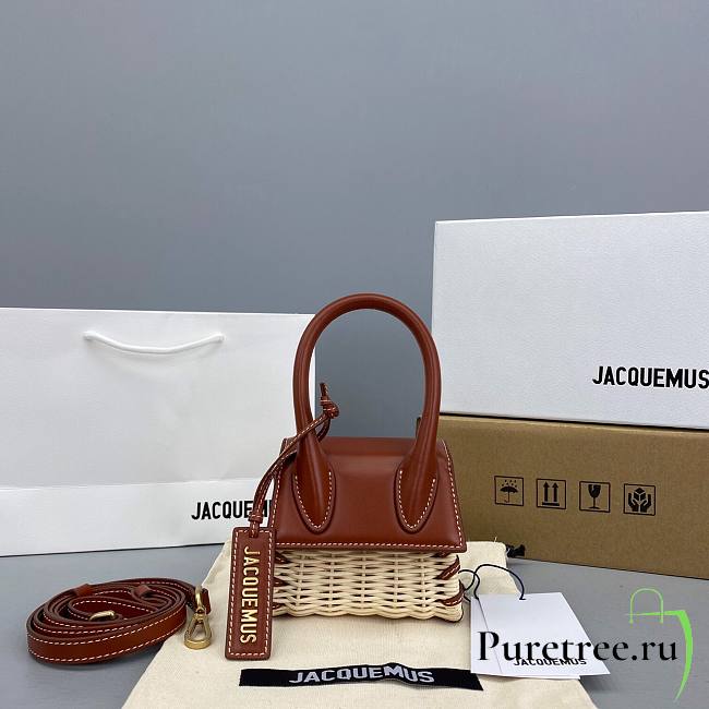 Jacquemus | Le Chiquito Raffia & Leather Dark Brown Bag - 12x8x5cm - 1