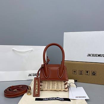 Jacquemus | Le Chiquito Raffia & Leather Dark Brown Bag - 12x8x5cm