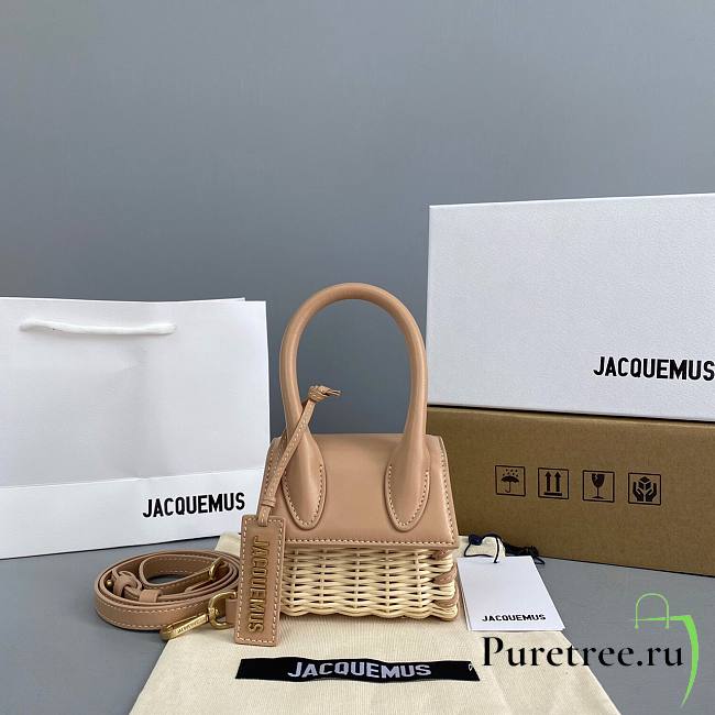 Jacquemus | Le Chiquito Raffia & Leather Nude Bag - 12x8x5cm - 1